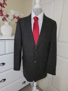 OLEG CASSINI Men`s Brown Multi Glen Plaid 100% Wool Sport Coat Blazer Sz. R41 L - Picture 1 of 16