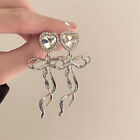 Sweet Heart Rhinestone Bowknot Dangle Earrings For Women Korean Fashion Y2K