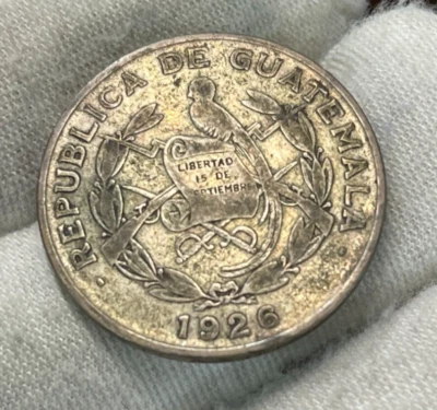 1926 Guatemala 1/4 Quetzal Silver Coin - Image 1 of 4