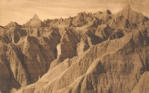 Wall South Dakota~Badlands~Southeast View of Pinnacles~1920s Sepia Albertype PC - Picture 1 of 2