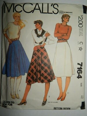 McCall's 7164 Skirt Circular Circle Swing Sewing Pattern Ladies 12 UC Knee Midi - Image 1 of 4
