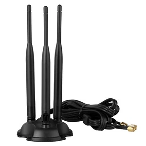 PC WiFi Bluetooth 3 6dBi Antenna RP-SMA Male Magnetic Stand Network Extension - Picture 1 of 8