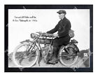 Historic Cannonball Baker and his Indian Motorcycle, ca. 1910's Postcard
