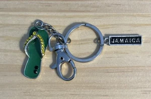 Vintage Jamaica Metal Sandel Flip Flop Souvenir Keychain Key Ring - Picture 1 of 4