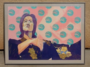 Artist Unidentified Modernist Japanese Man in a Kimono Mixed Media Painting - Picture 1 of 8