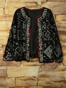 NOTATIONS GRÖSSE L WUNDERSCHÖNE SCHWARZ/SILBER BLUMENLANGARMJACKE/BLAZER - Bild 1 von 8