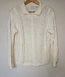 Vintage Autograph American Clothing Polo Style Fisherman Sweater Small Ivory - Picture 1 of 7