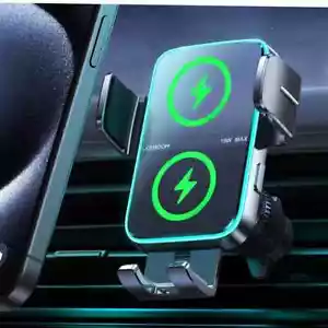 Cargador de coche inalámbrico montaje de teléfono: Joyroom LED Qi 15W cargador rápido doble bobina - Imagen 1 de 9