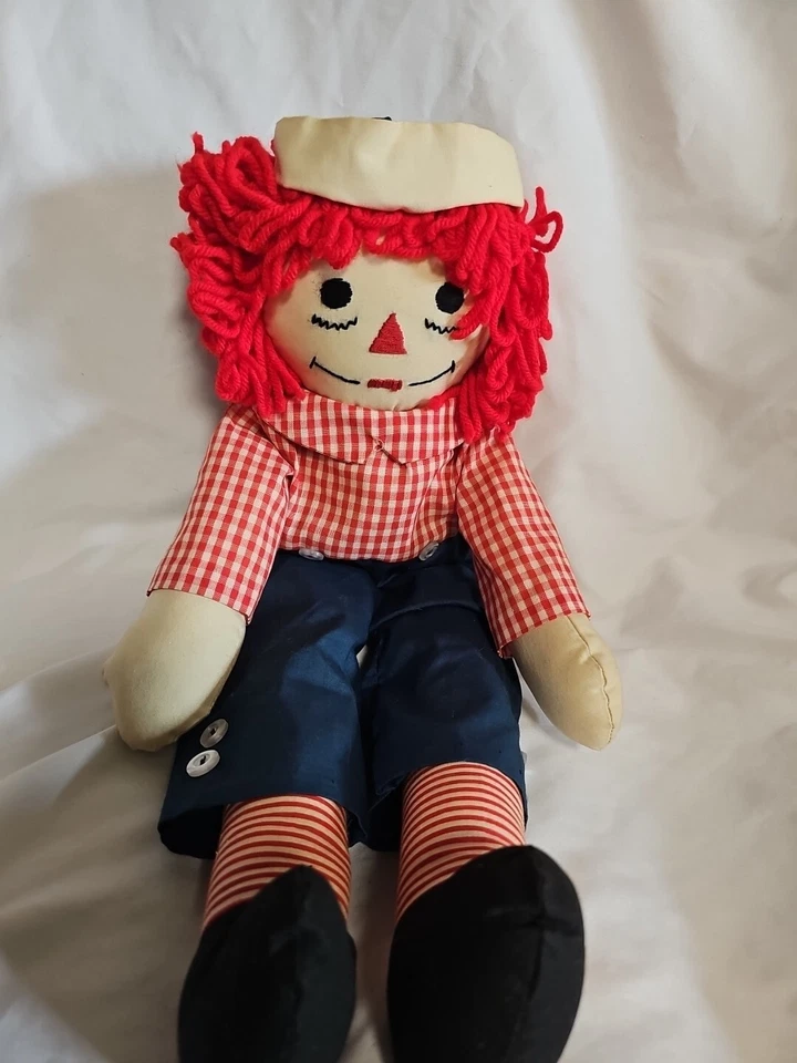 Винтажная кукла Raggedy Andy, безымянные производители, 18 дюймов ручной работы. Синий и белый матрос шляпа. - Изображение 1 из 4