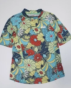REI Rash Guard Girls L 10-12y Short Sleeve Multicolor Geometric Swim Shirt Sun - Picture 1 of 3