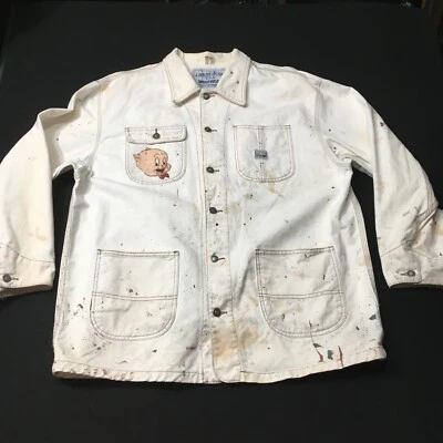 VTG Guess Mens Denim Jean Jacket Workwear spackle Size XXL - Image 1 of 4