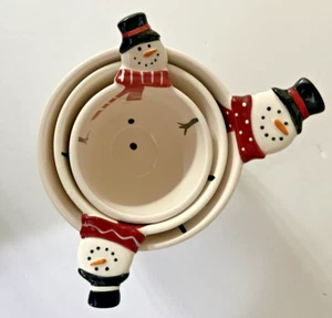 Cracker Barrell "I love Snow Days" 3 Set Graduating Nesting Bowls with Handles - Picture 1 of 8