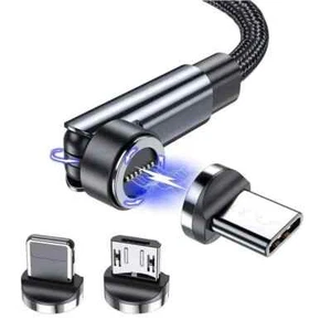Cavo di ricarica rapida 3 IN 1 per iPhone iPad Samsung tipo C USB-B 3 punte magnetiche - Foto 1 di 12
