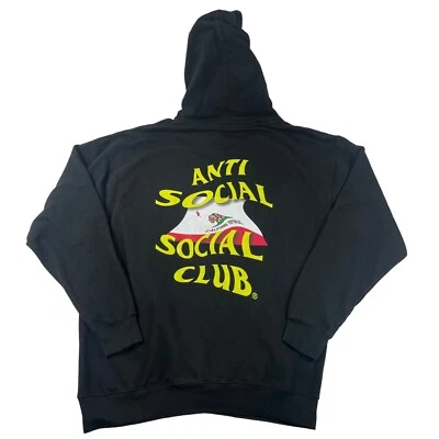 Anti Social Club Hoodie Black Long Sleeve California Flag Heavy Pullover Size XL - Image 1 of 4