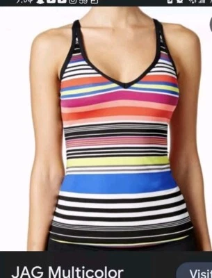 Traje de baño Jag Tankini Top para mujer pequeño traje de baño Top azul coral rayas divertido Foto 1 de 4