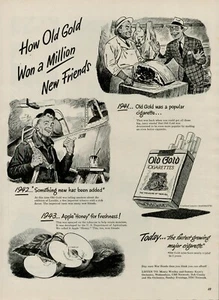 1944 Tobacco Cigarettes Old Gold Vintage Print Ad Butcher Airman Apple Honey - Picture 1 of 9
