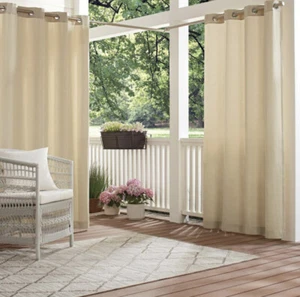 Linen Solid Polyester 52 in. W x 95 in. L Light Filtering Single Outdoor 1 Panel - Picture 1 of 7