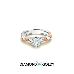 0.22ct Diamond Solitaire Look Cluster Ring In Dual Tone 18K Gold IGI Certificate - Picture 1 of 4