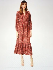 $570  NWT THE KOOPLES 'HIPPY FLOWERS' SILK  RED MULTICOLOR MAXI DRESS  Size: XS - Picture 1 of 12