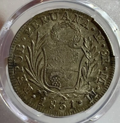 1831 L MM PERU SILVER COIN 8 REALES PCGS MS62 KM-142.3 - Image 1 of 3