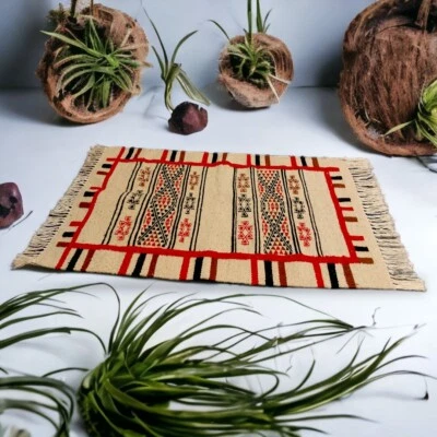 Teppich Schurwolle Beige mit Roten- Berber-Muster - SALIMA - - Bild 1 von 4