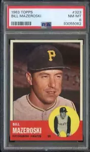 1963 TOPPS #323 BILL MAZEROSKI PSA 8 PIRATES HOF BEN CENTRATO *ADT6392 - Foto 1 di 2