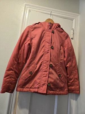 EUC Lands’ End Girl's Size M 10/12 Pink Winter Parka Coat Sherpa Lined With Hood - Image 1 of 4