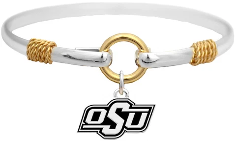 Oklahoma State Cowboys Two Tone Silver Gold Cuff Bracelet Charm Jewelry OSU Cover