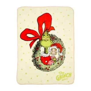 NEW The Grinch Holiday Plush Throw Blanket Christmas 46x60 Sherpa FAST SHIPPING! - Picture 1 of 6