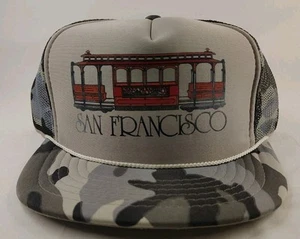 Sombrero de camionero vintage San Francisco Trolly gris camuflaje cuerda - Imagen 1 de 6