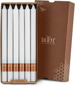 Unscented Smooth Arista 12-Inch Dinner Candles, White - Picture 1 of 8