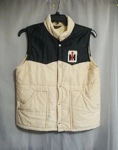 Vtg 70s International Harvester IH Puffer Trucker Farm Work Vest Mens Medium - Picture 1 of 11