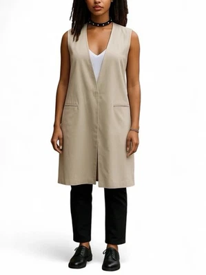 Chaleco Vestido Vintage Y2K Sin Mangas Trench Coat Encaje A Medida Minimalista M Foto 1 de 4