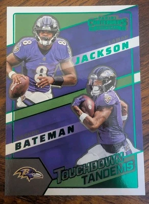 2022 Panini Contenders #TDT-LJA Lamar Jackson / Rashod Bateman GREEN Mint - Image 1 of 2