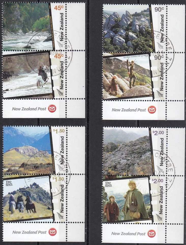 NEW ZEALAND 2004 Lord of the Rings: Middle Earth, Set of 8 Corner Pairs CTO - Image 1 of 1