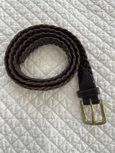 Men’s Tanned Cowhide Leather Dark Brown Braided Brass Belt 40 - Picture 1 of 5