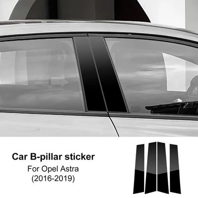 B-Pillar Sticker Protective Trim PC Glossy Black For Opel Astra 2016-2019 4pcs - Image 1 of 4