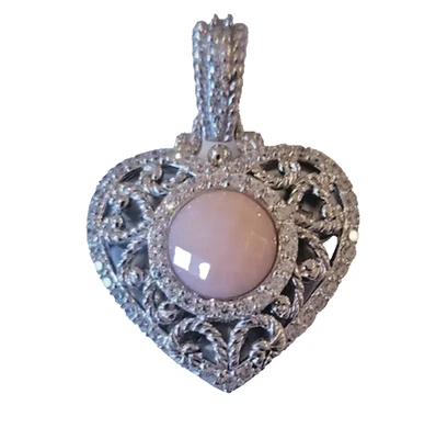 Judith Ripka Pink Opal Filgree Heart Enhancer - Image 1 of 4