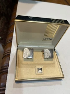 Vintage New  Silver Tone Swank Cuff Links And Tie Tack In  Original Box - Picture 1 of 1