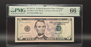 2017 A - Federal Reserve Five Dollar $5 ⭐ STAR Note ⭐-Chicago-PMG 66 EPQ - Picture 1 of 2