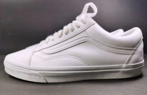 VANS OLD SKOOL CLASSIC WHITE LEATHER SNEAKERS (MEN'S SIZE 12) - Picture 1 of 8