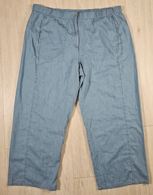 Pantalones Ellen Tracy para mujer -XL extra grandes azul mezcla de lino tobillo tiro alto pantalones Foto 1 de 4