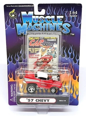 Muscle Machines 1/64 Scale 71171 C02-19 - 1957 Chevrolet Chevy - Red/White - Image 1 of 4