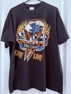Vintage 80s Van Halen Live Tour T-Shirt ~ Black ~ Size M ~ Single Stitch - Picture 1 of 7