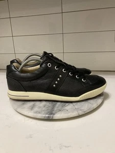 Ecco Golf Shoes Men's EU 42 Black Leather Spikeless Lace Up Cleat Sneakers - Picture 1 of 9