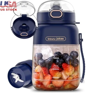 Portable Blender USB-C Rechargeable Smoothie Maker Leakproof Handle Straw Home - Picture 1 of 10