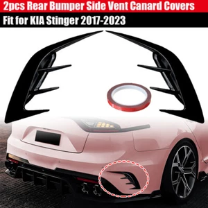 Rear Bumper Side Vent Canard Cover Gloss Black For KIA Stinger GT 2017-2023 2pcs - Picture 1 of 9