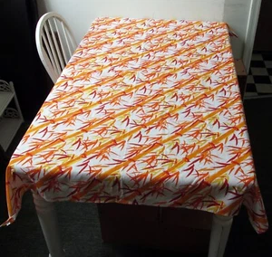 Vintage Vera Neumann Orange Yellow BAMBOO Cotton Tablecloth 68" x 51" - Picture 1 of 5