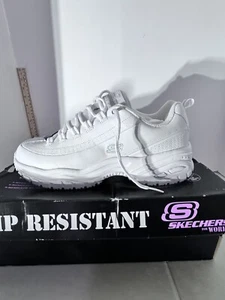 Skechers Women's Work Soft Stride Softie White Lace Up Shoes Size:11 New In Box - Picture 1 of 8