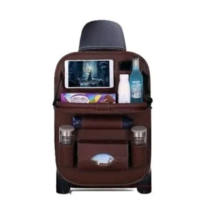 Back Seat Organizer Storage Foldable Table Tray Box Cup Holder Coffee Colour - Picture 1 of 3
